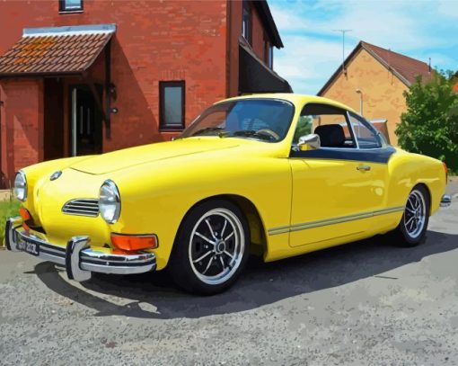 Yellow Karmann Ghia paint by numbers