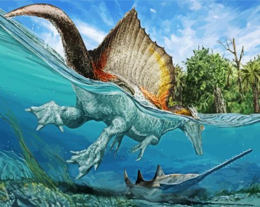 Swimming Spinosaurus Paint By Numbers