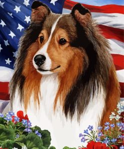Patriotic Sheltie Sable Paint By Numbers