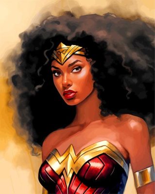 Afro Black Wonder Woman Paint By Numbers 