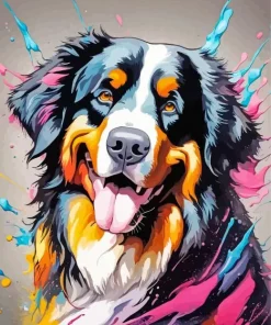 Bernese Dog Splash Paint By Number