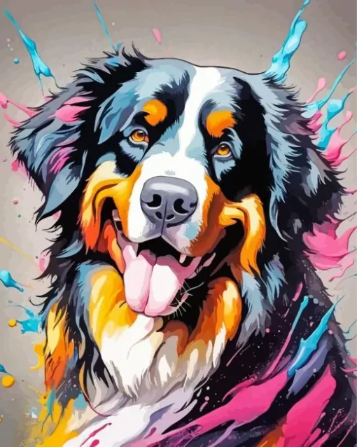 Bernese Dog Splash Paint By Number