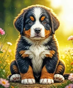 Cute Bernese Puppy Paint By Number