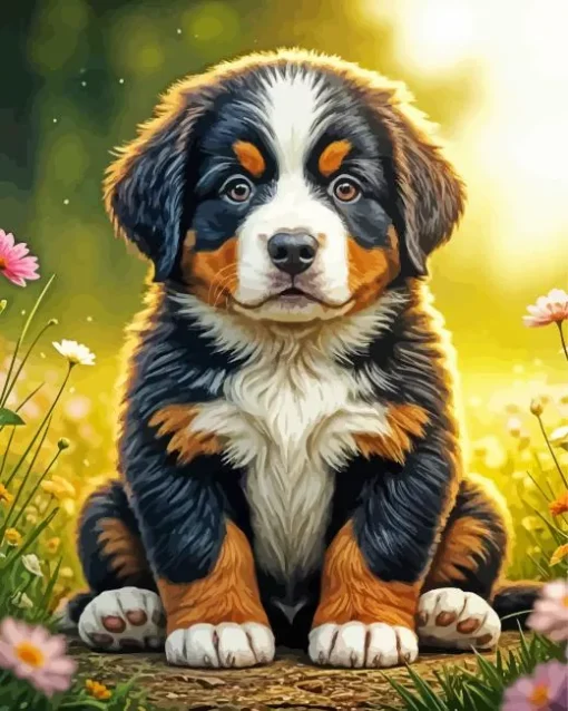 Cute Bernese Puppy Paint By Number