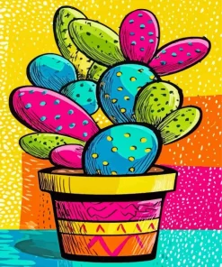 Colorful Cactus Paint By Numbers