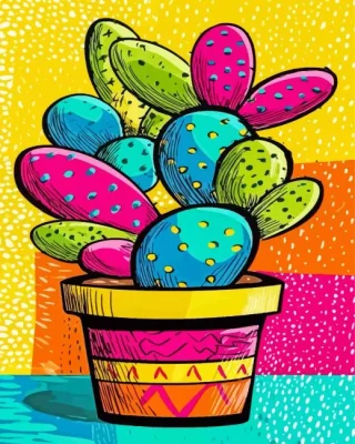 Colorful Cactus Paint By Numbers