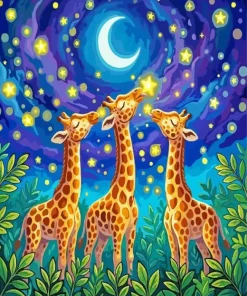 Giraffes And Glowing Stars Paint By Numbers