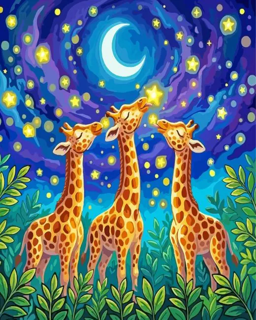 giraffes and glowing stars Diamond Painting Kits Giraffes And Glowing Stars Paint By Numbers